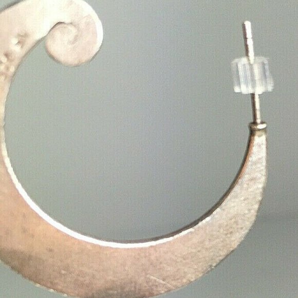 Abstract Brushed Sterling Silver Earrings - Picture 8 of 12